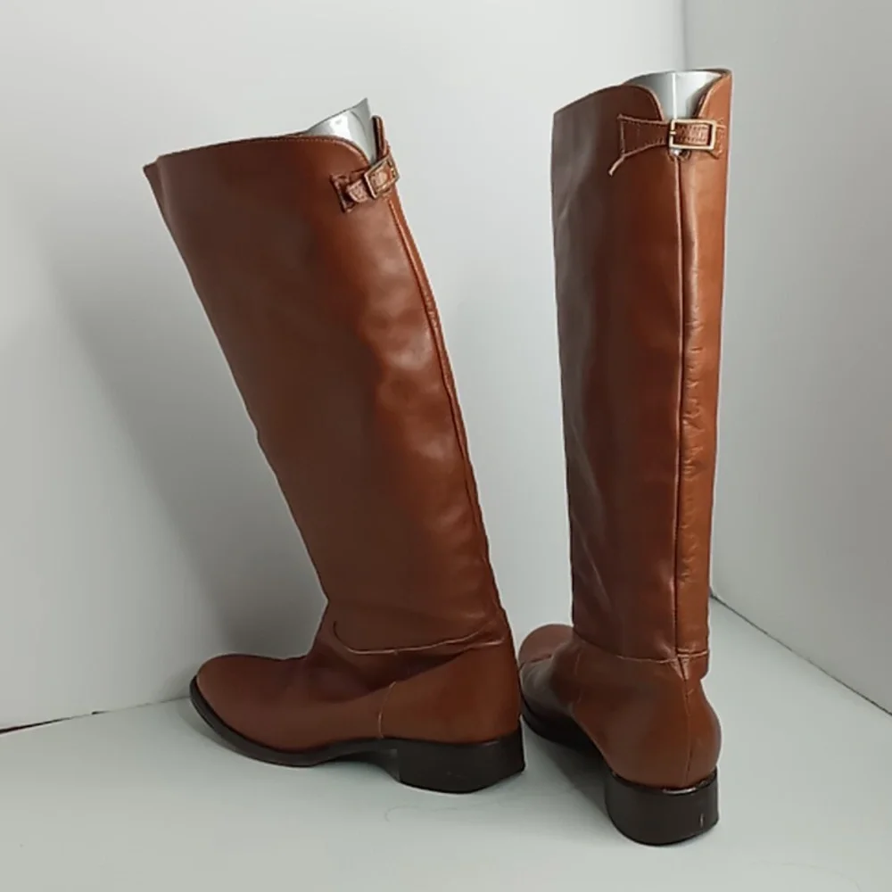 Jenrigo Tall Leather Boots made in Italy - Cognac- size 38.5